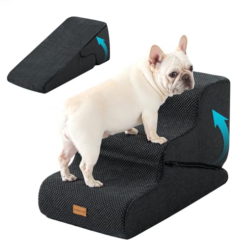 Dog Stairs for Small Dogs 16.5" H (Black / 2 in 1 15.7"x26.7"x16.5")