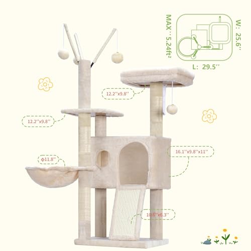 Cat Tree Tower with Removable Toys (41.3 Inches / Beige)