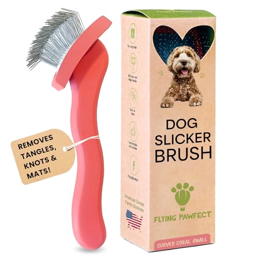 Slicker Brush for Dogs (Coral / Curved Small)