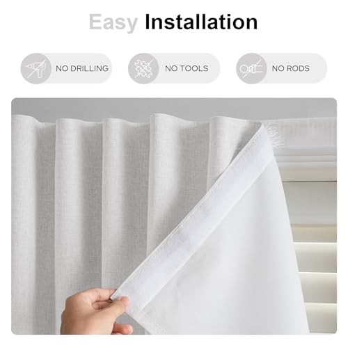 No Drill Blackout Curtains for Windows (White / 25"W x 40"H)
