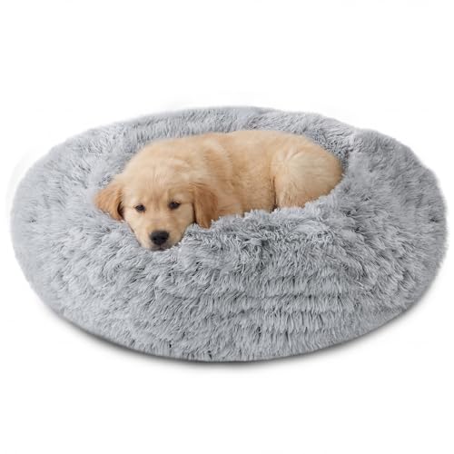 Calming Dog Bed Medium Size Dog (01 - Smoke Grey / 27.0"L x 27.0"W x 8.0"Th)