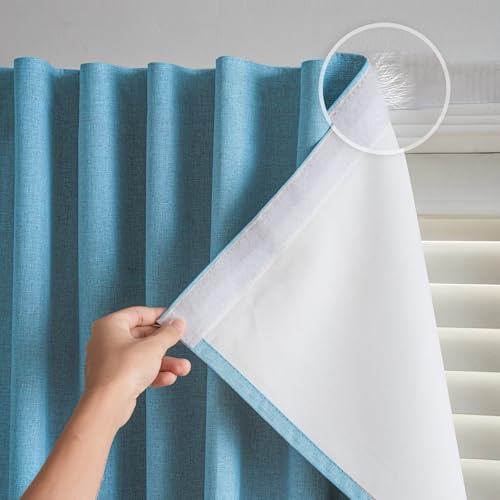 Self Adhesive Blackout Curtains (Stone Blue / 52"W x 60"H)