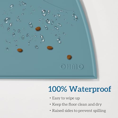Cat Food Mat Silicone Pet Feeding Mat (18"L x 10"W / Light Blue)