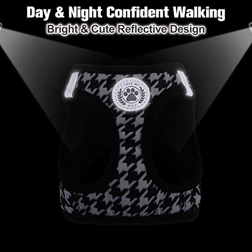 Small Dog Harness and Leash Set (Small(Chest Girth 14.5" - 16") / Houndstooth(Black))