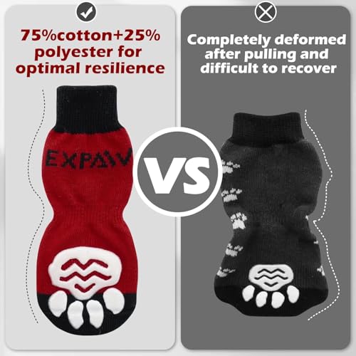 6PCS Anti Slip Dog Socks to Prevent Licking Paws (Medium (6 Count) / Red)