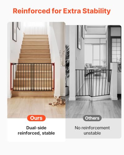 Pet Gate for Stairs (Black / 31-48" Wide x 30" Tall)