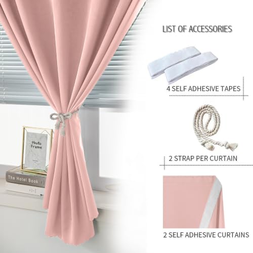 Self Adhesive Blackout Curtains (47"W x 84"L (Pack of 2) / Pink)