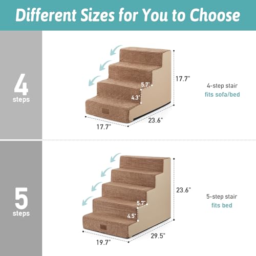 Dog Stairs for Small Dogs (Light Brown / 19.7x29.5x23.6 inch)