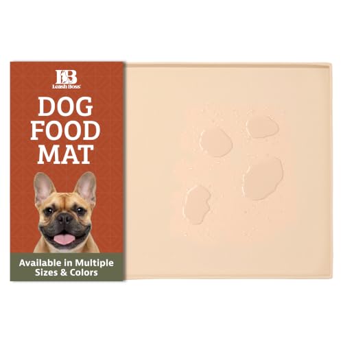 Dog Food Mat Waterproof Cat & Dog Bowl Mat for Food and Water (18"L x 11"W / Beige)