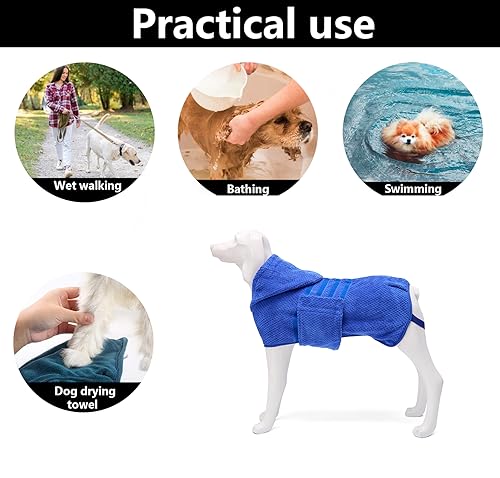 Dog Drying Coat with Hood (X-Large / Blue(Pineapple grid Hood))