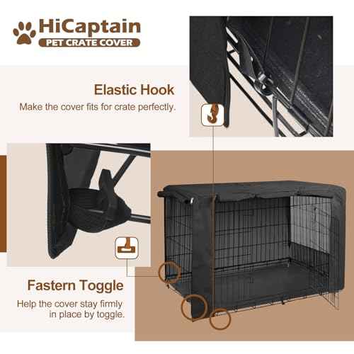 48 Inch Dog Crate Cover with Mesh (48.0"L x 30.0"W x 33.0"H / Black)