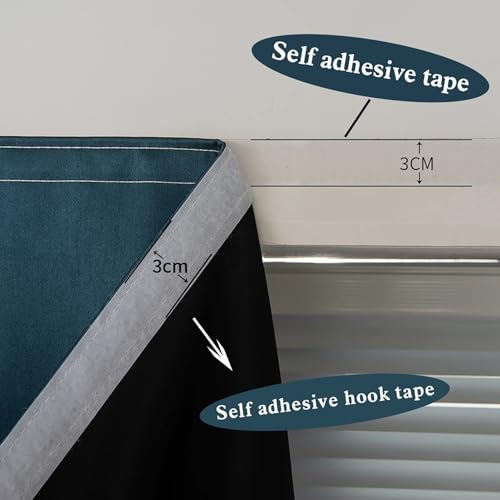 100% Blackout Shades Window Cover Self Adhesive Curtains Sticky Curtain Portable Easy Open Black Out Curtains for Bedroom Living Room No Drilling (Navy Blue/ Thickened / 35"W x 71"L (Pack of 1))