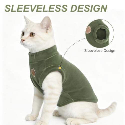 Cat Sweater Turtleneck (M (Chest: 17", Neck: 13", Back: 12") / Army Green)