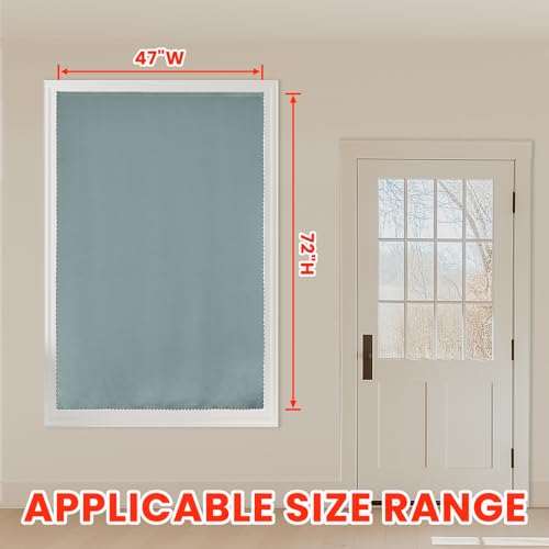 100% Window Blinds Blackout Portable Blackout Curtains Adhesive Curtains for Living Room No Drilling (Silver Grey/ Thickened / 47"W x 72"L (Pack of 1))