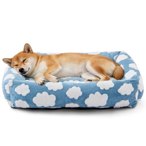 Large Dog Beds Large Sized Dog (Cozy Clouds Blue / L (36"x27"x8"))