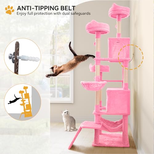 75 Inch Tall Cat Tree Indoor (Pink / 75 inch)