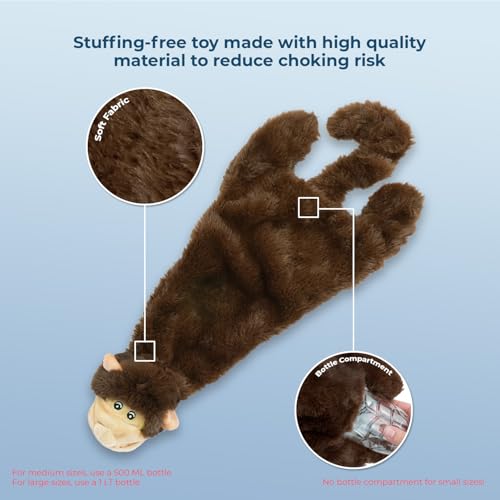 2-in-1 Stuffless Squeaky Dog Toy - Monkey,&Squirrel, M (Multicolor/Monkey & Squirrel / Medium)