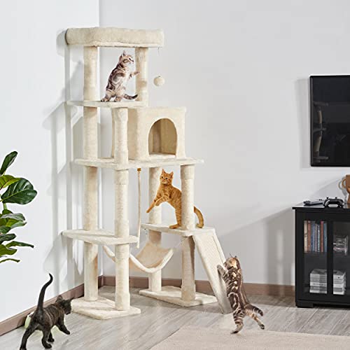 54in Cat Tree Tower for Large Cats (Beige / 54in)