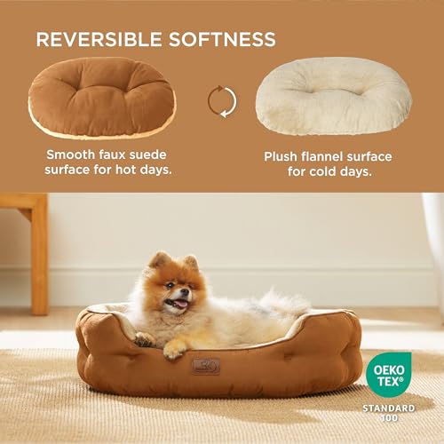 Small Dog Bed Washable (25"L x 21"W x 8"Th / Terracotta)