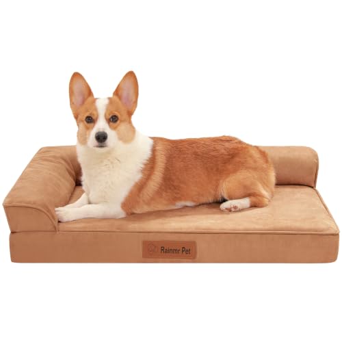 Microsuede Dog Bed Orthopedic Washable (Microsuede Style-Khaki / M(35"x23"x3"))