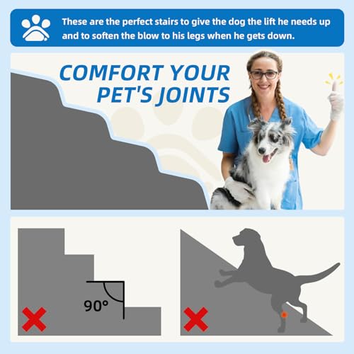 5 Step Spliceable Pet Stairs (Dark Grey / 31.8"D x 15.7"W x 22.8"H)