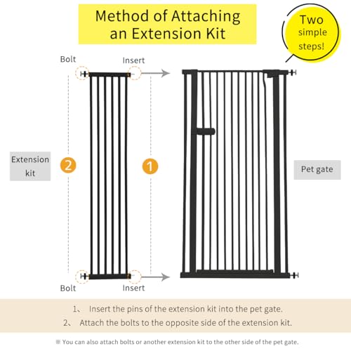 Extra Tall Cat Gate Extension Kit 55.12" High 12.6" Wide Black (55.12" H-black / 12.60" W, Extension)