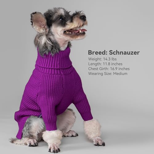 Dog Sweater Long Sleeve Warm Knit Sweaters for Medium Dogs Boy Girl (Purple / X-Large)