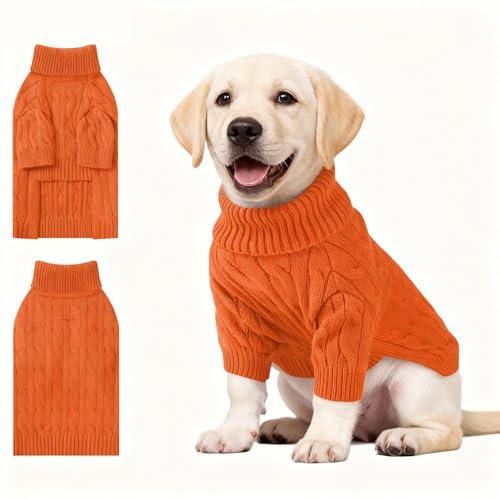 Small Dog Thermal Pullover Sweater (Orange(Order One Size Up) / X-Large)