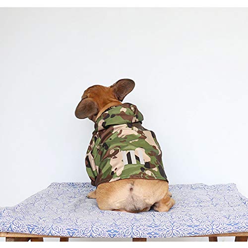 Dog Cold Weather Coats Water Resistant Raincoats Lightweight Windbreaker Hooded Jackets for French English Bulldog Pitbull Pug Boston Terriers Outdoor Rain Coat (Camo / Small ( 5 - 15 lbs ))