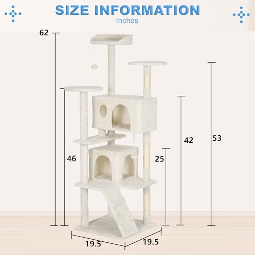 62" Cat Tree Tower (Beige)