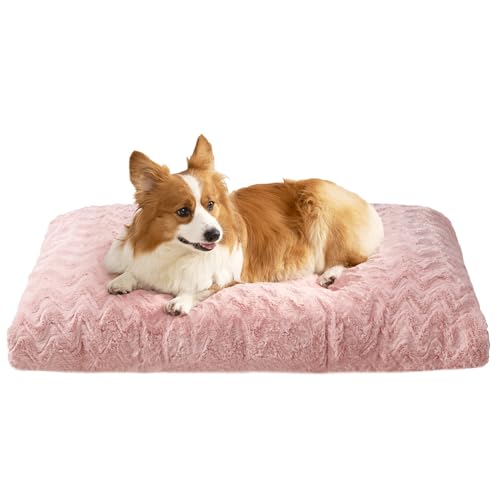 Washable Large Dog Bed for Crate (Pink / 35" x 23"x 3.5")