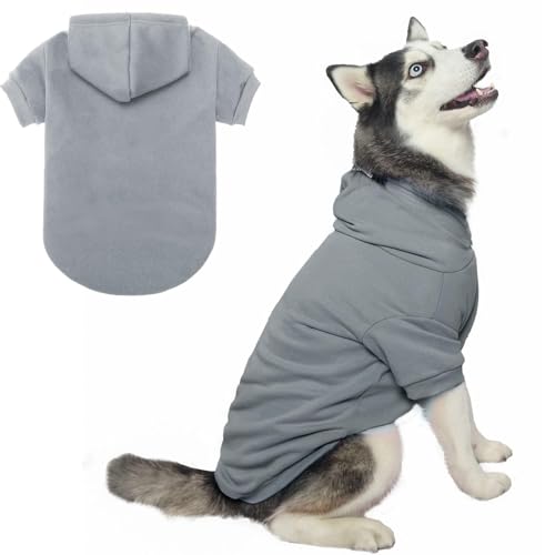Dog Hoodie for Large Dogs (#2 Grey(Plain) / XX-Large (All Breed Sizes))