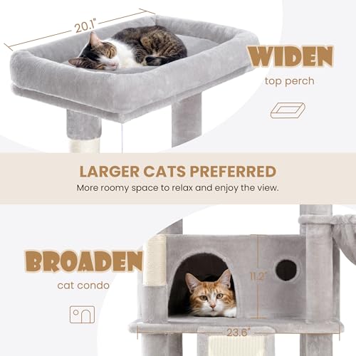 81in Multi Level Tall Cat Tree Tower for Indoor Kitties (Grey)