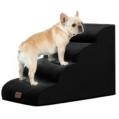 Dog Stairs for High Bed (Black / 4-Step (28.3"D x 15.7"W x 19.7"H))