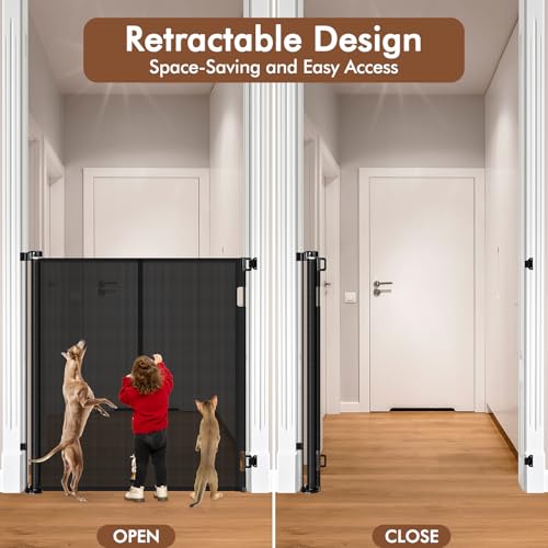 Reinforced 48" Extra Tall Pet Gate with Support Rods (Black / Reinforced 48" Tall x 55" Wide)