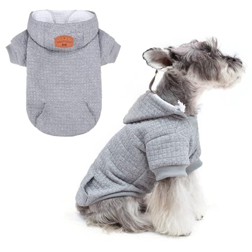 Dog Hoodies Sweater for Small Dogs (Grey / S (Back: 12",Chest: 16", Neck: 10"))