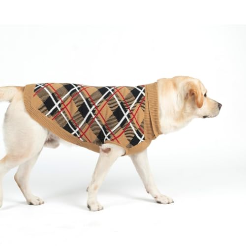 Fall Dog Sweater for Small Medium Large Dogs (Beige / X-Large(Back Length 24"))