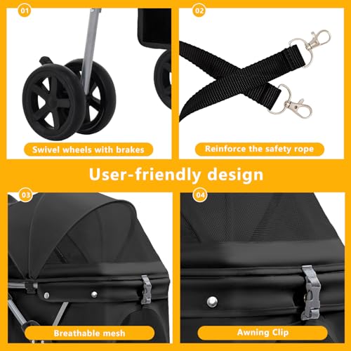 Pet Stroller for Small (Black)
