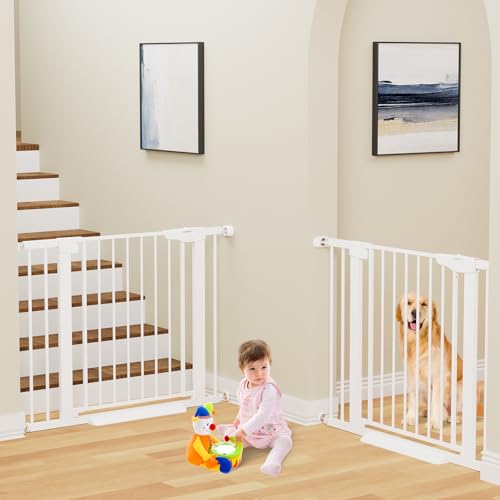2 Pack 30 40.6 in Baby Gate for Stairs and Doorways (White / 30-40.6"W x 30.5"H (2 Pack ))