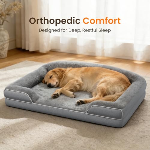 Orthopedic Dog Bed for Extra Large Dogs (Light Grey / 45.0"L x 30.0"W x 7.5"Th)