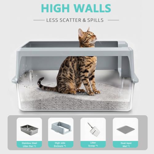 XL Stainless Steel Litter Box (22- Gray (Pack of 1))