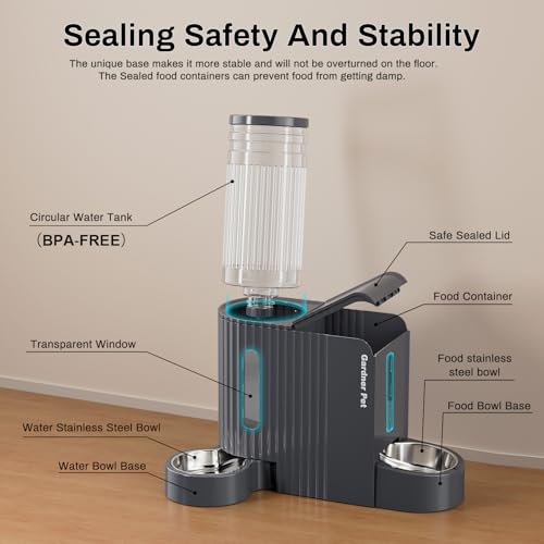 Gravity Automatic Cat Feeder (Large (0.8 Gallon x 2) / Black Grey)