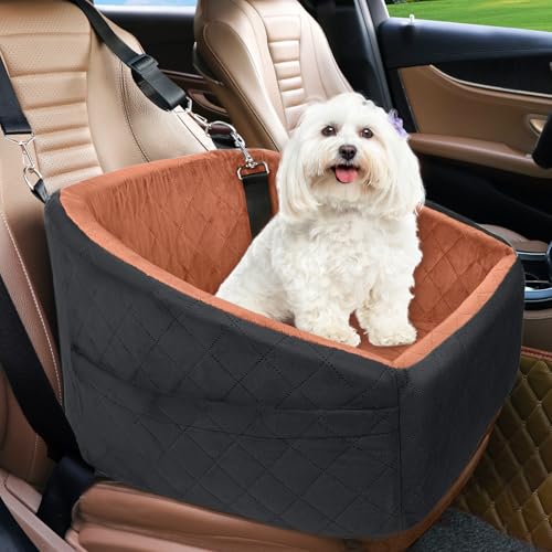 Dog Car Seat for Small Medium Dogs (Black/red brown)