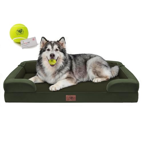 Waterproof Orthopedic Dog Bed for Extra Large Sized Dogs (48 x 30 x 9 in / Oliva Green)