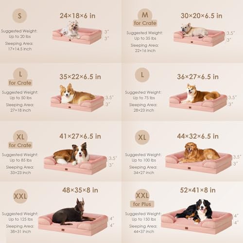 Orthopedic Dog Beds Large Sized Dog (Dusty Pink / 35.0"l X 22.0"w X 6.5"th)