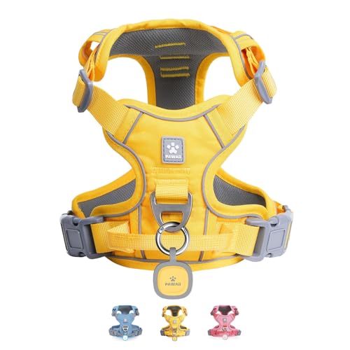 No Pull Dog Harness with Pet ID Tag (XS(Bigger than Normal(Chest: 12"-17")) / Pineapple Yellow)