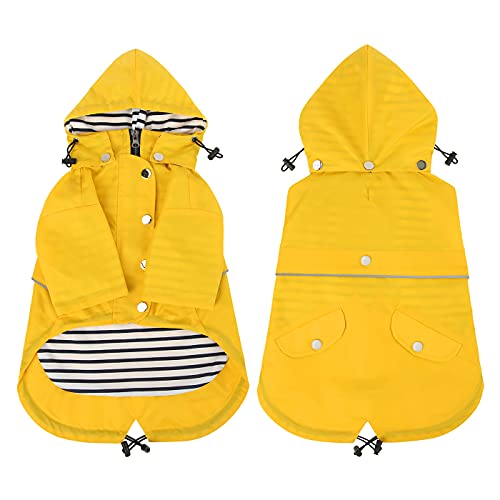 Premium 2 Layer Zip Dog Raincoat Poncho w (Large / Yellow)