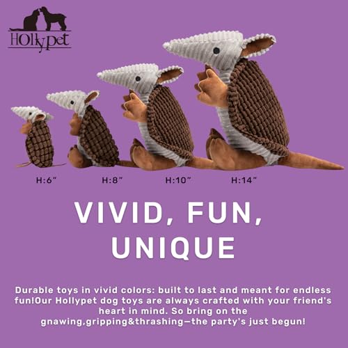 Armadillo Squeaky Puppy Dog Toys for Small Medium Dogs (6 IN / Brown)