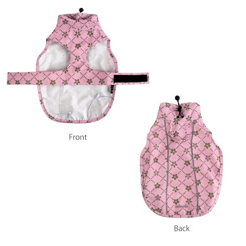 Adjustable Waterproof Dog Raincoat for Dogs (Gold Cheery Blossoms Pink / X-Small(4-9lb))