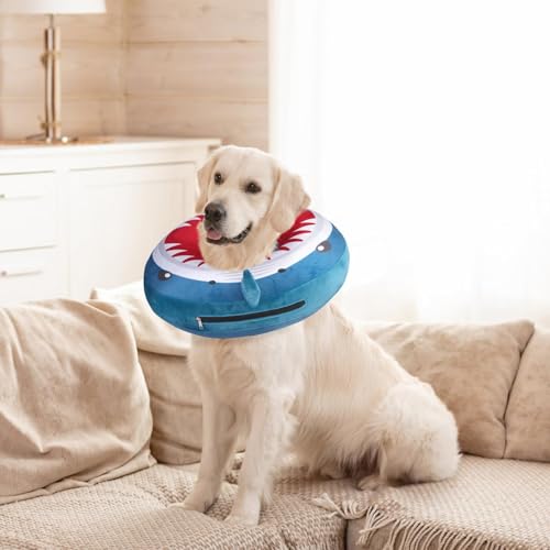 Dog Cone Alternative After Surgery for Small Medium Large Dogs (Blue Shark / M(Neck 13"-16"))